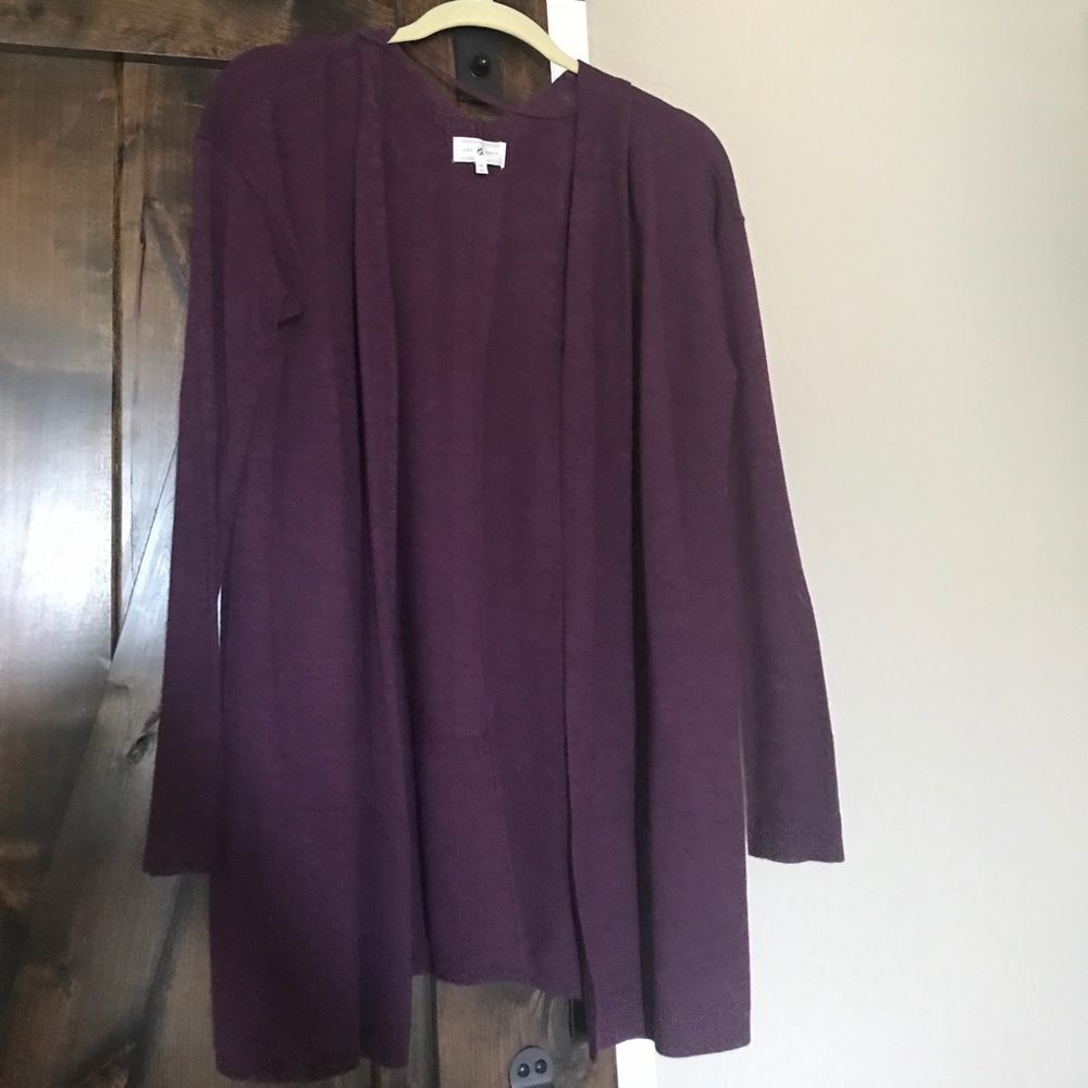 100% Merino Plum Open Cardigan w/Pockets